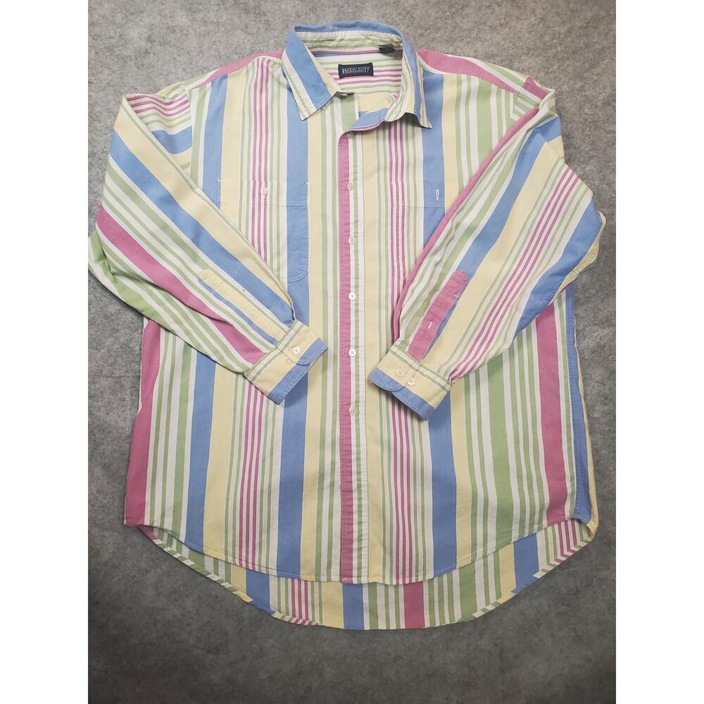 VTG Land's End Men's Large Stripe Long Sleeve Button Down Casual Shirt
